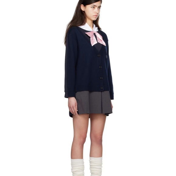 I'M SORRY BY PETRA COLLINS SSENSE Exclusive Navy & White JennyFax Edition Cardig - Picture 3 of 7